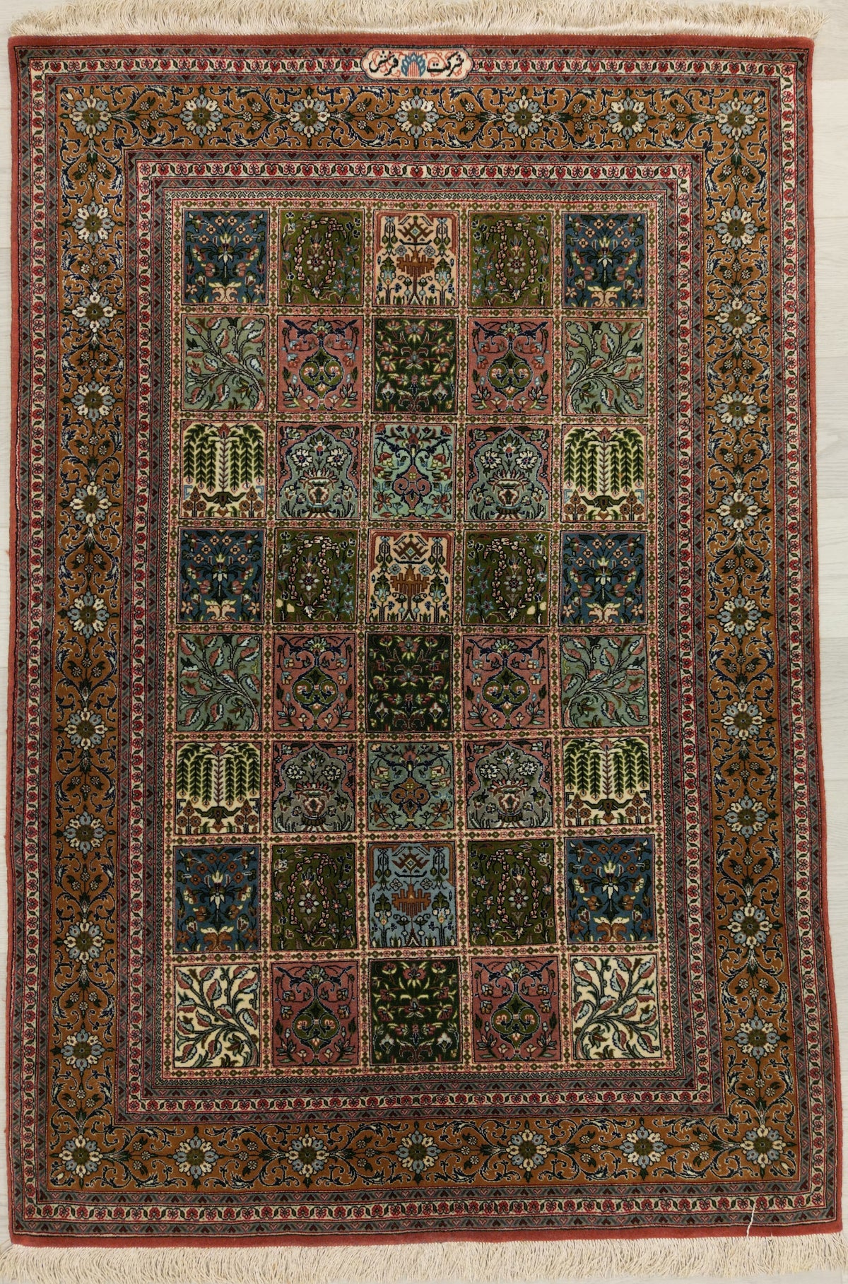 Persian Qom Rug | 3' 5" X 5' | Multicolour | Panel/Garden Design | Urban Production