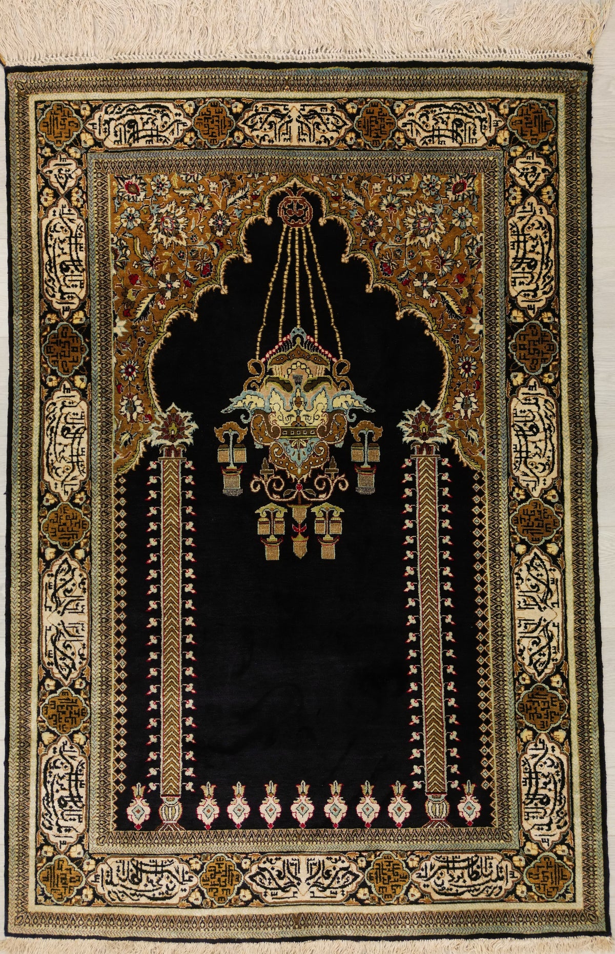 Vintage Persian Qom Rug Circa 1970 | 3' 6" X 5' 1" | Multicolour | Floral Design | Urban Production