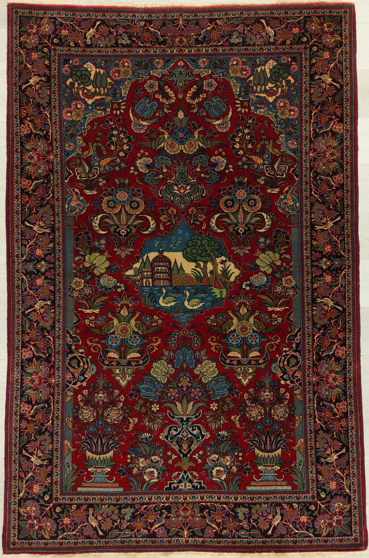 Vintage Persian Kashan Rug Circa 1940 | 4' 4" X 6' 8" | Red Colour | Urban Production