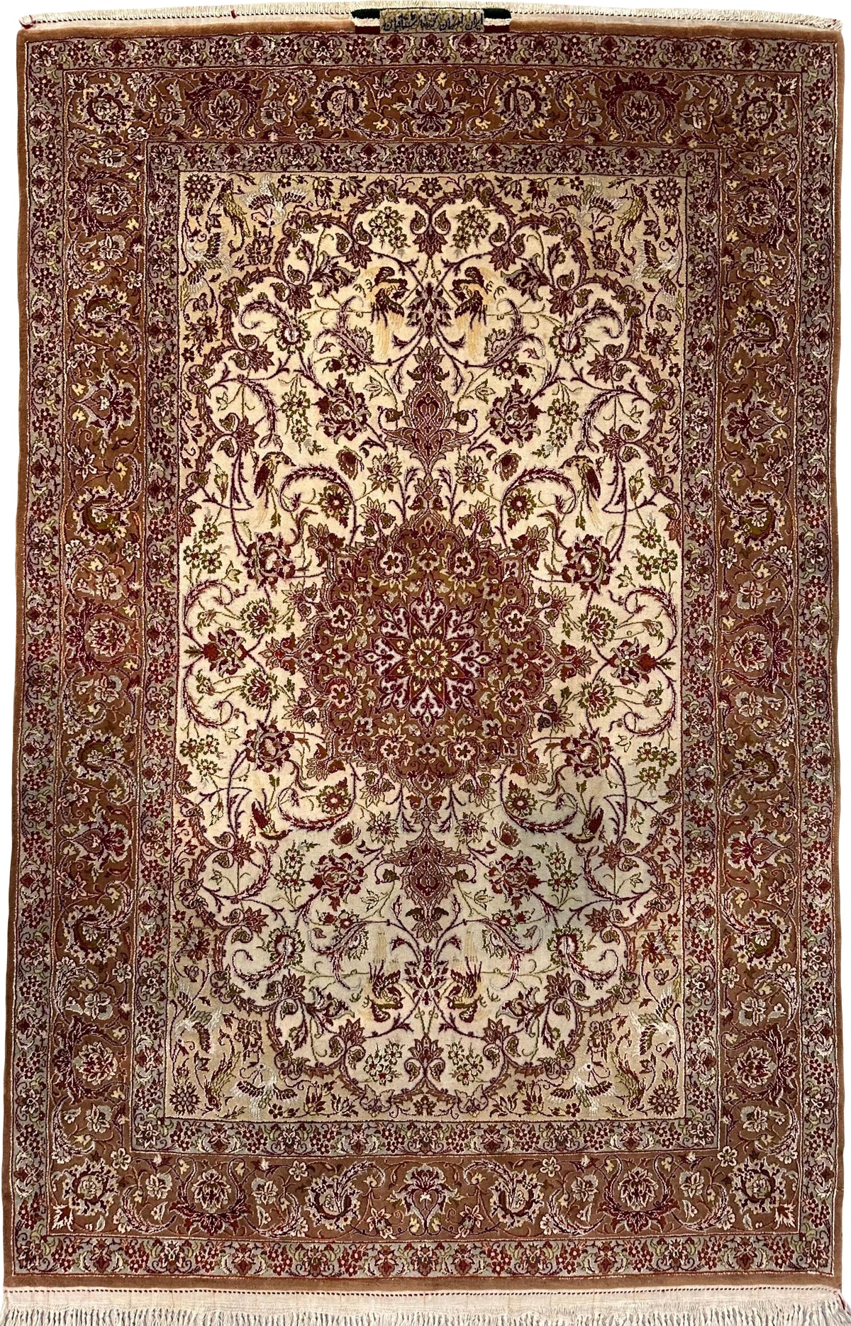 Persian Isfahan Rug | 3' 7" X 5' 5" | Medallion Design | Light Colours | Urban Production