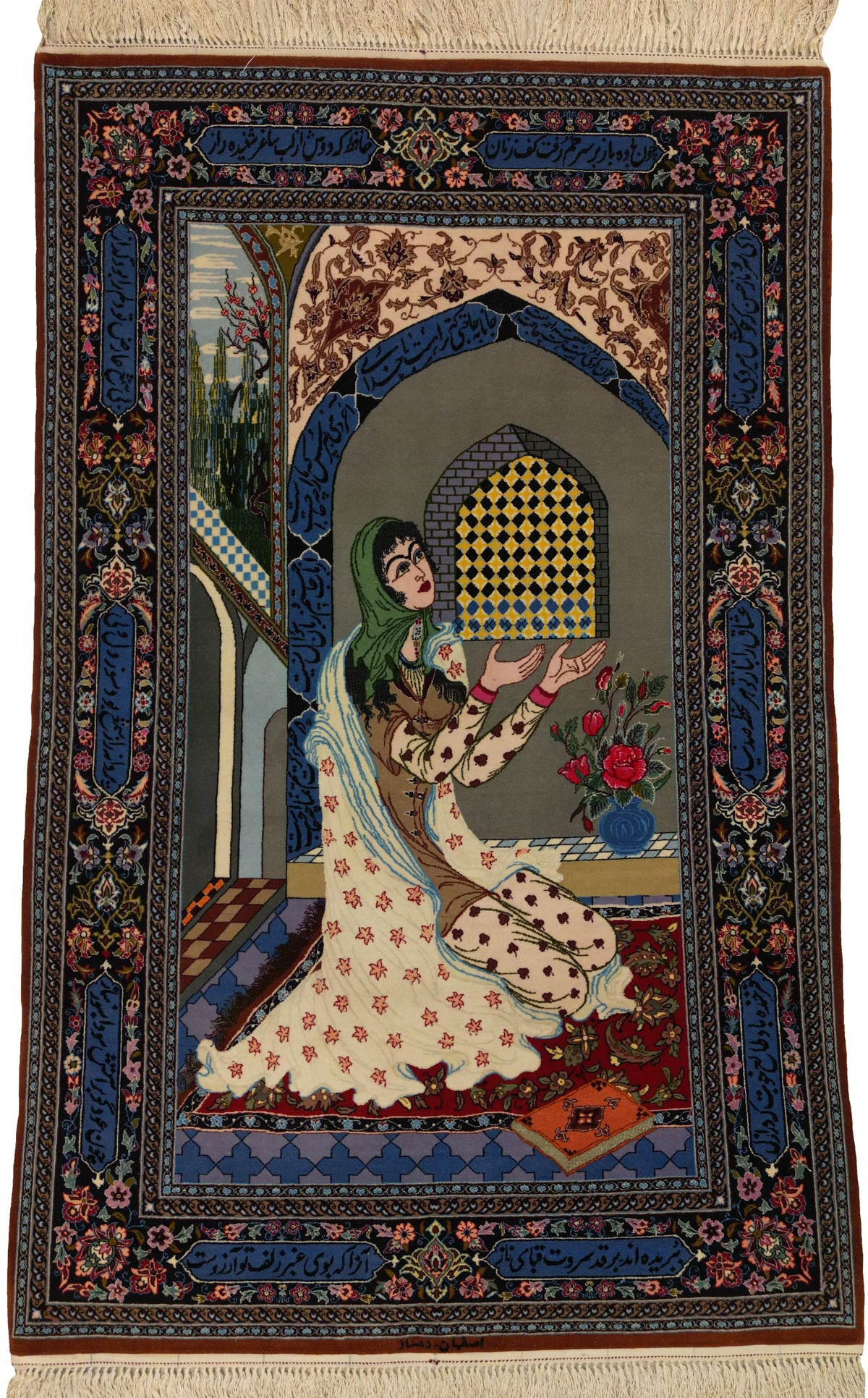 Persian Isfahan Rug | 3' 6" X 5' 5" | Pictorial Design | Multicolour | Urban Production