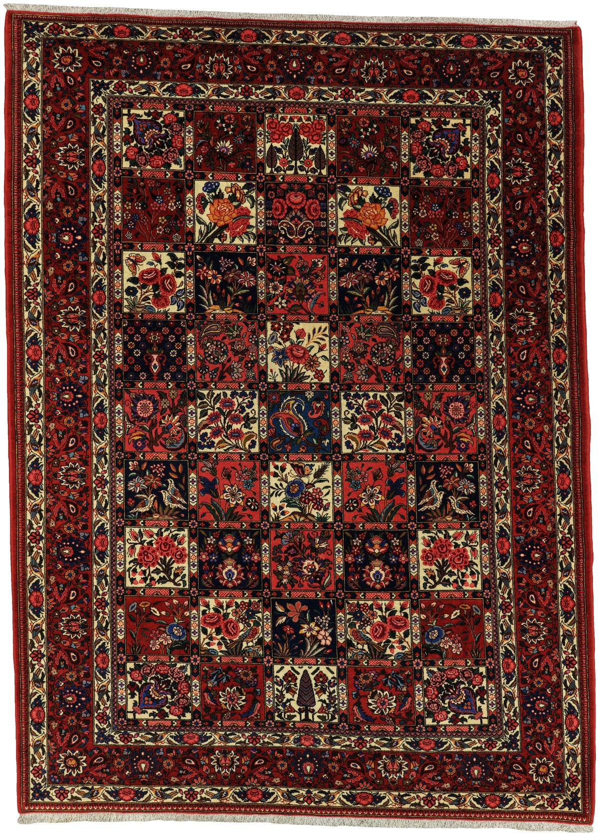 Persian Bakhtiari Rug | 6' 12" X 9' 6" | Panel/Garden Design | Multicolour | Tribal Production