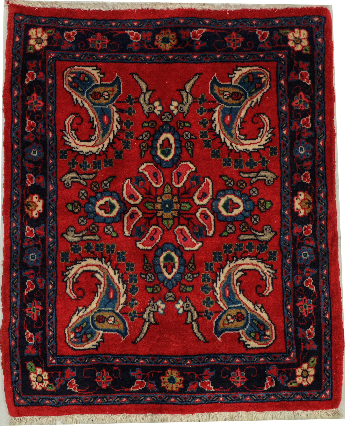 Persian Sarouk Rug | 2' 3" X 2' 8" | Red Colour | Medallion Design | Urban Production