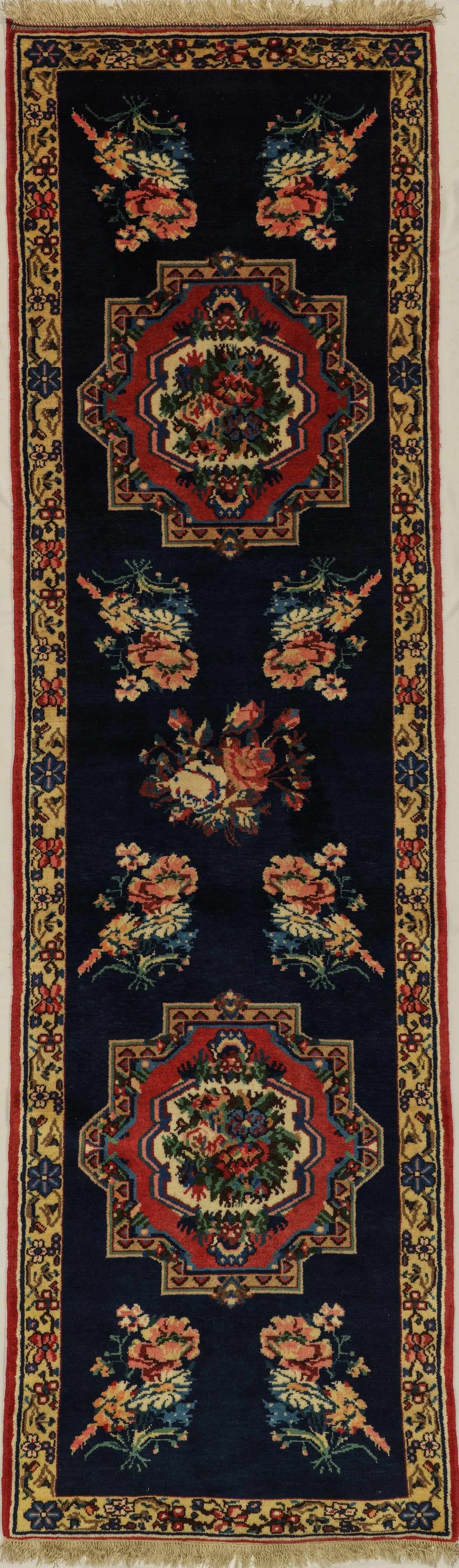 Persian Bakhtiari Runner | 2' 4" X 8' 4" | Red & Blue Colours | Floral Design | Tribal Production