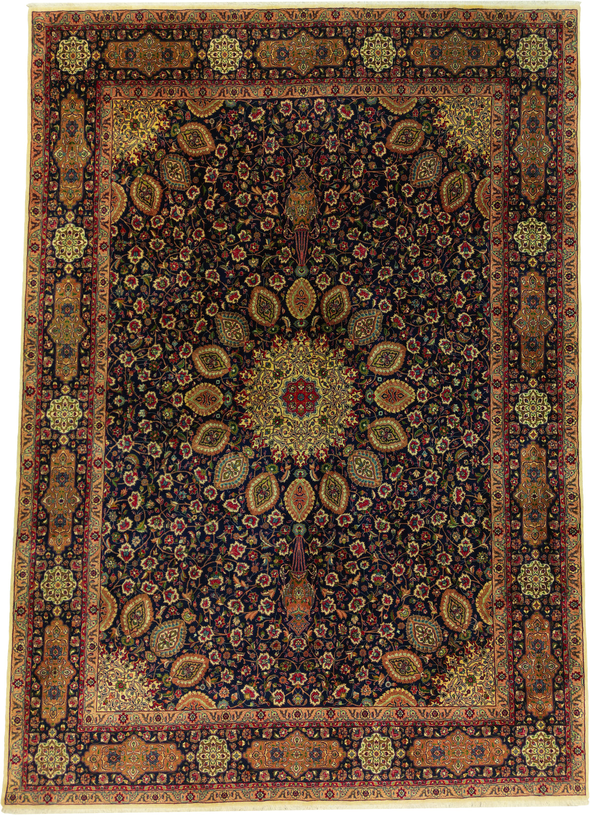 Persian Tabriz Rug | 7' 10" X 11' 5" | Midnight Blue Colour | Ardabil Carpet Design | Urban Production