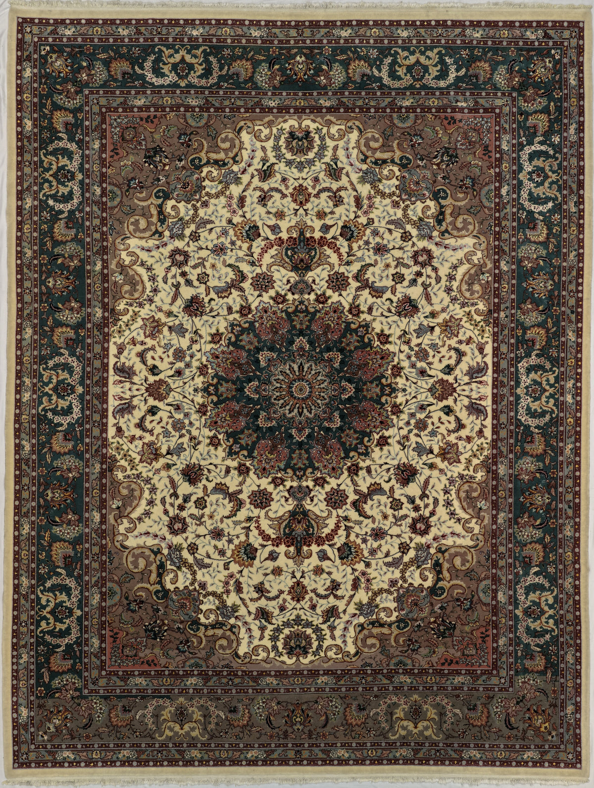 Sino-Tabriz Rug | 9' 2" X 12' | Cream & Green Colours | Urban Production