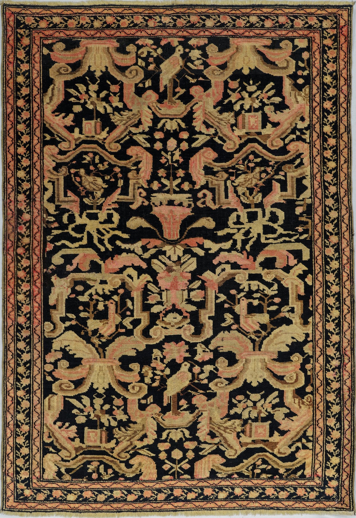 Antique Caucasian Karabakh Rug Circa 1920 | 4' 1" X 5' 10" | Midnight Blue Colour | Tribal Production