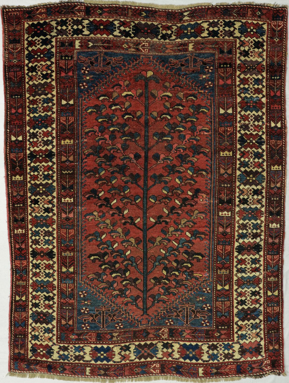 Antique Persian Malayer Rug Circa 1930 | 5' 2" X 6' 10" | Tree of Life Design | Red & Ivory Colours | Tribal Production