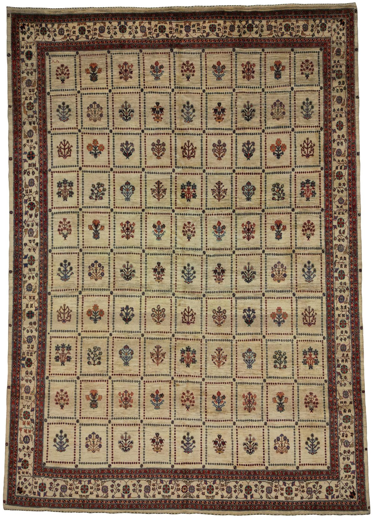 Persian Qashqai Luri Rug | 8' 1" X 11' 7" | Ivory Background | Tribal Production