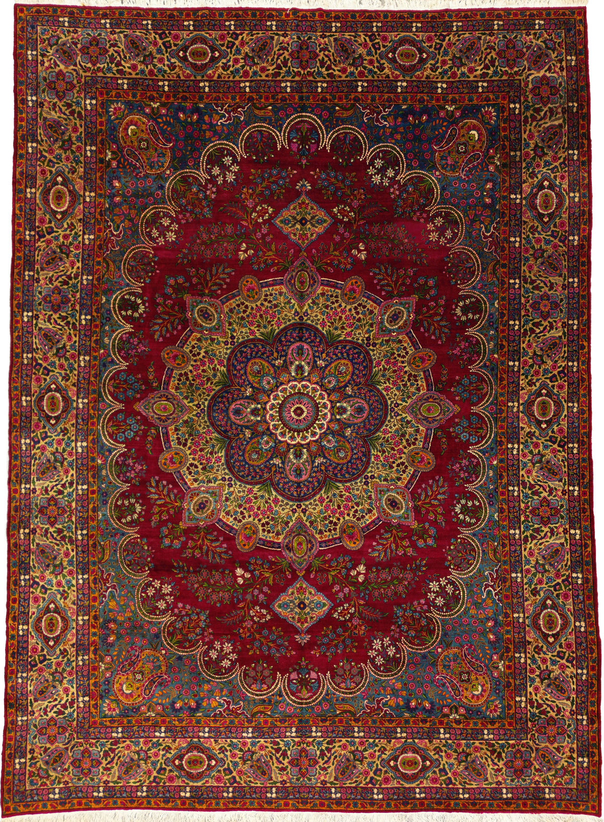Antique Persian Yazd Rug Circa 1920 | 10' 3" X 14' 1" | Red & Beige Colours | Urban Production