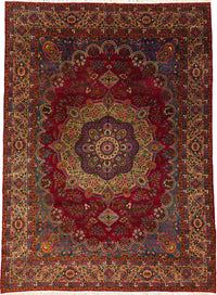 Antique Persian Yazd Rug Circa 1920 | 10' 3" X 14' 1" | Red & Beige Colours | Urban Production