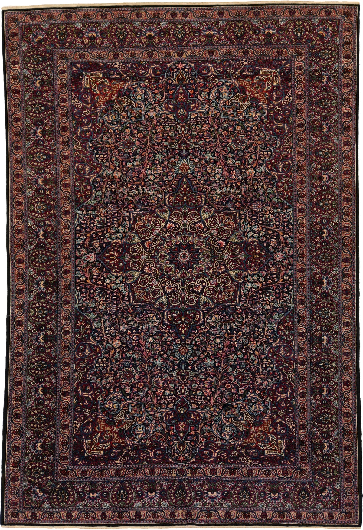 Antique Persian Doroksh Rug Circa 1920 | 8' 4" X 12' 2" | Navy-Blue & Purple Colours | Finely Woven | Urban Production