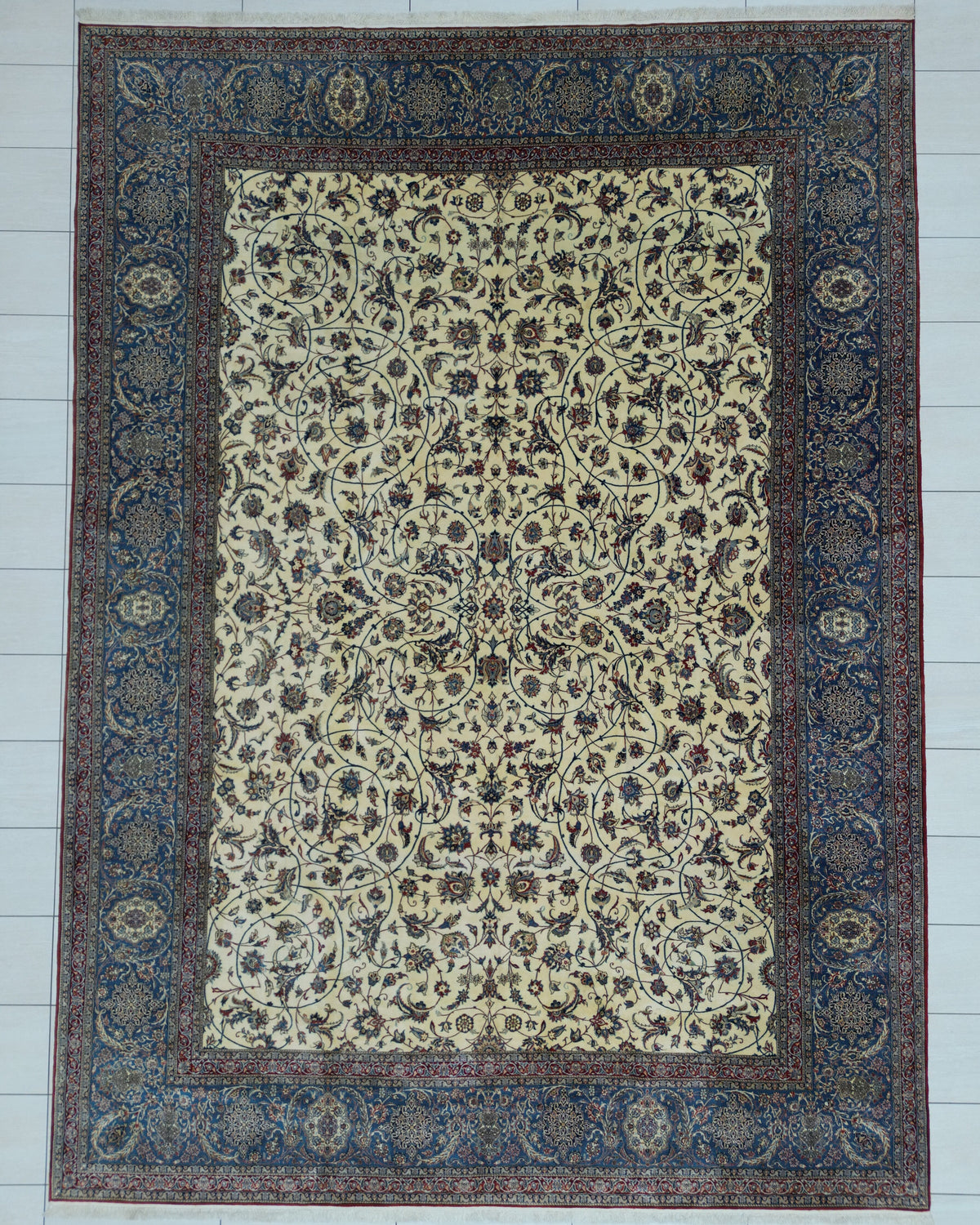 Vintage Persian Nain Tudeshk Rug Circa 1960 | 10' 6" X 13' 9" | Geometric Design | Multi-Colour | Tribal Production