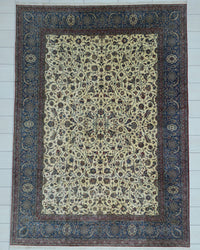 Vintage Persian Nain Tudeshk Rug Circa 1960 | 10' 6" X 13' 9" | Geometric Design | Multi-Colour | Tribal Production