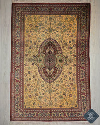 Persian Qom Jamshidi Rug | 6' 7" X 9' 10" | Light Colours | Pure Silk | Extremely Fine | Urban Production