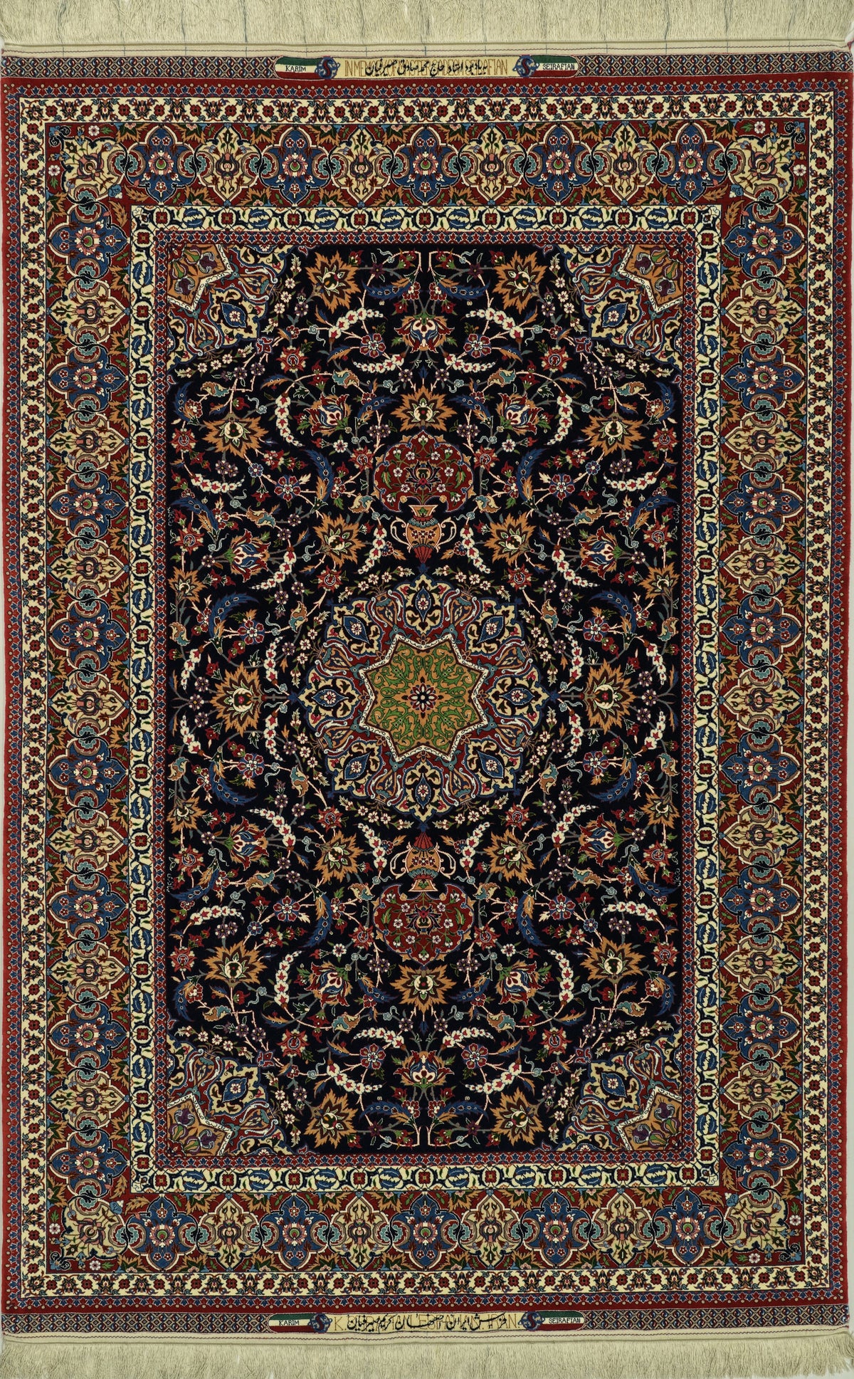 Persian Isfahan Karim Seirafian Rug | 4' 7" X 6' 11" | Midnight Blue Colour | Extremely Fine| Urban Production