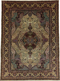 Vintage Persian Tabriz Rug Circa 1960 | 9' 10" X 13' 5" | Light Colours | Floral Medallion Design | Urban Production