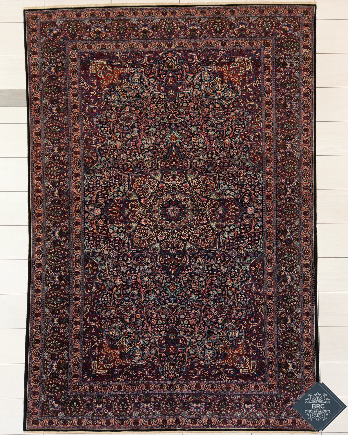 Antique Persian Doroksh Rug Circa 1920 | 8' 4" X 12' 2" | Navy-Blue & Purple Colours | Finely Woven | Urban Production