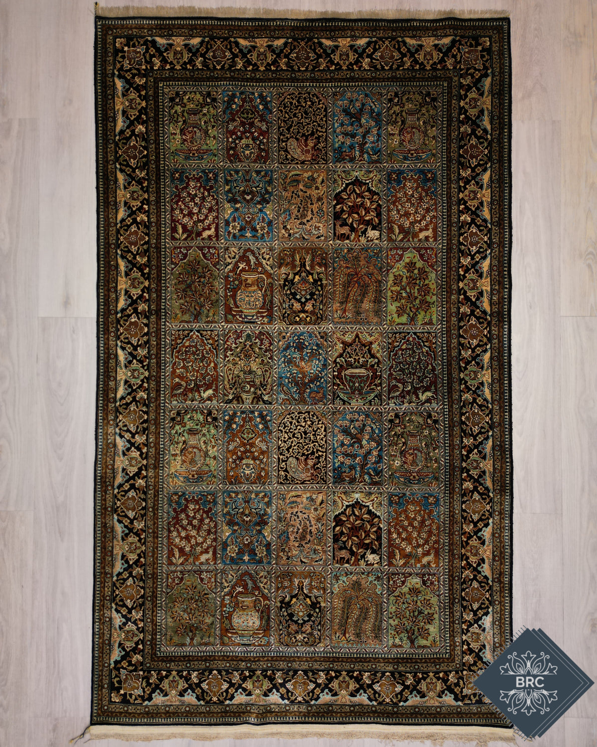 Vintage Persian Qom Rug Circa 1960 | 4' 8" X 6' 10" | Light Colours | Pure Silk | Urban Production