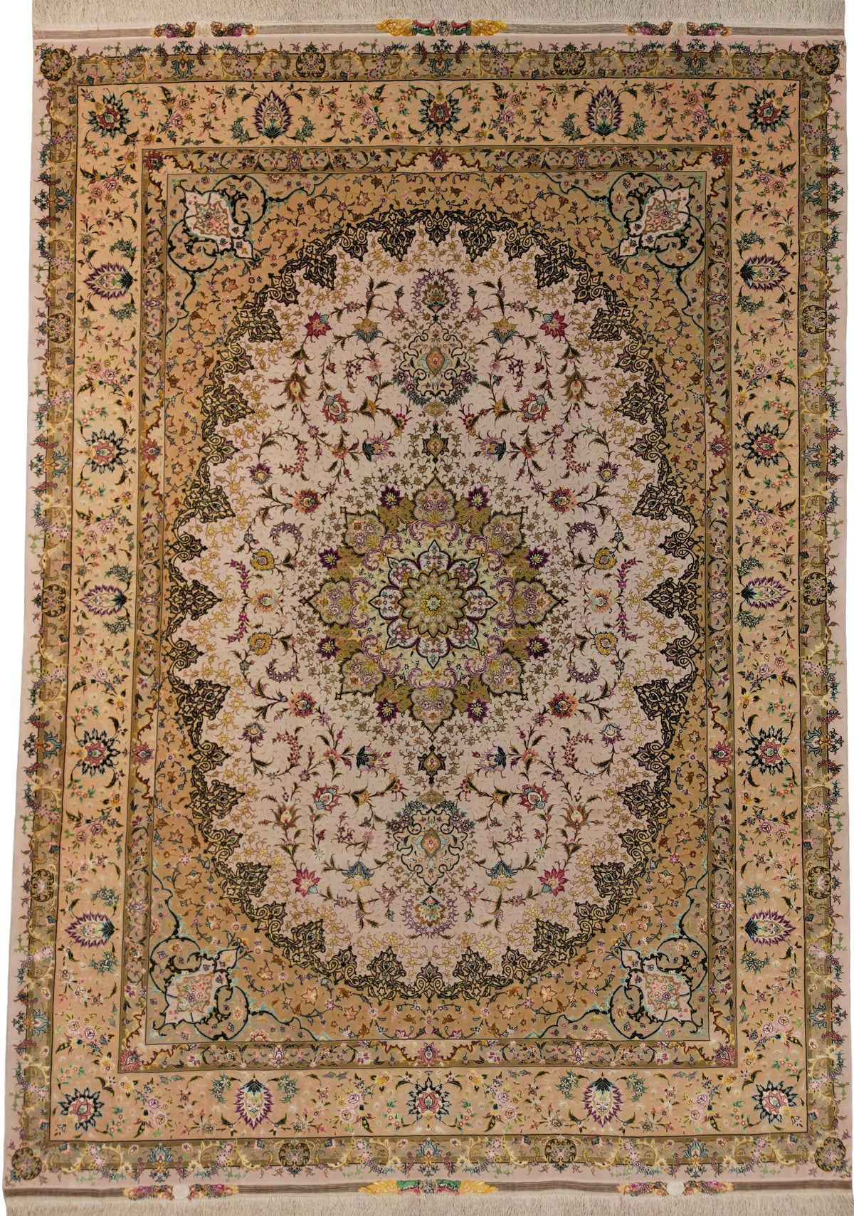 Persian Tabriz Rug | 8' 2" X 11' 6" | Light Colours | Wool & Silk | Extremely Fine | Urban Production
