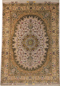 Persian Tabriz Rug | 8' 2" X 11' 6" | Light Colours | Wool & Silk | Extremely Fine | Urban Production
