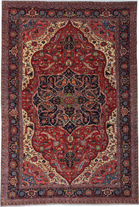 Persian Heriz Rug | 12' 11" X 19' | Red Colour | Geometric Design | Tribal Production