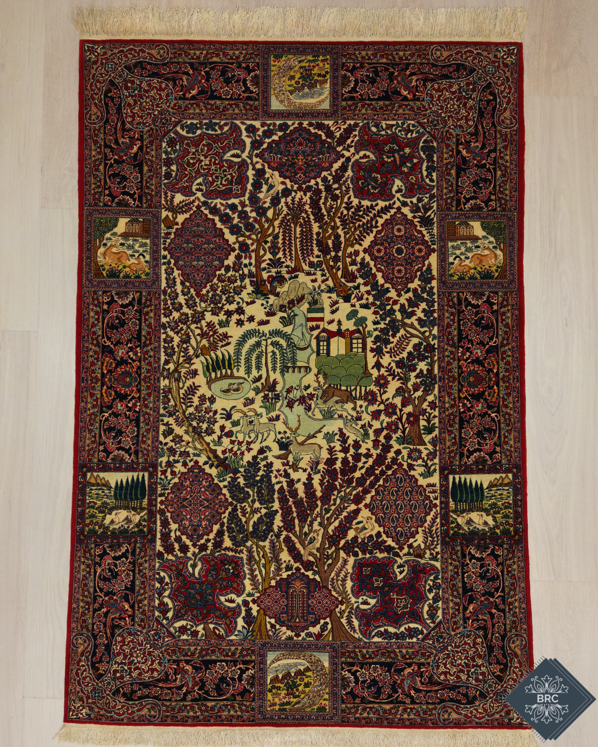 Antique Persian Isfahan Rug Circa 1900 | 4' 7" X 6' 11" | Multi-Colour | Urban Production