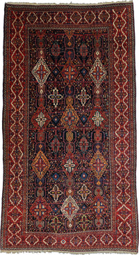 Antique Bakhtiari Shalamzar Rug Circa 1890 | 12' 5" X 22' 8" | Multicolour | Geometric Design | Tribal Production