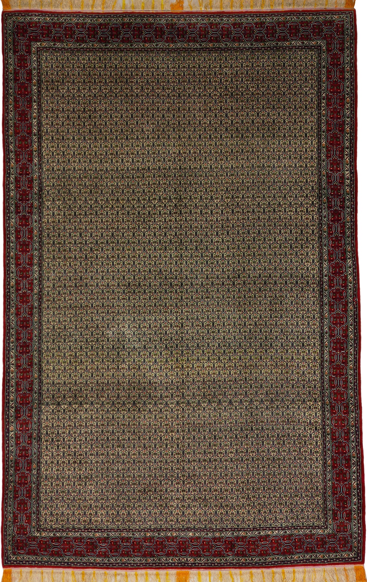 Vintage Persian Isfahan Rug Circa 1940 | 7' 0" X 10' 10" | Ivory & Red Colours | Extremely Fine | Urban Production