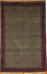Vintage Persian Isfahan Rug Circa 1940 | 7' 0" X 10' 10" | Ivory & Red Colours | Extremely Fine | Urban Production