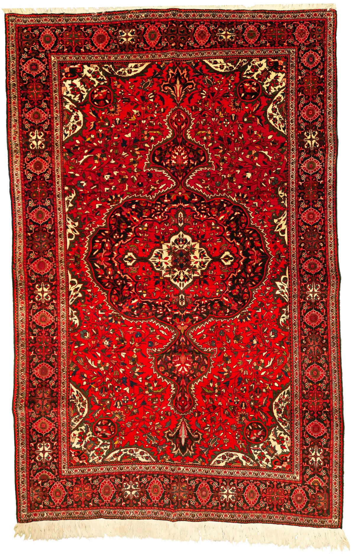 Antique Persian Sarough Rug Circa 1900 | 4' 2" X 6' 6" | Floral Design | Red & Black Colours | Extremely Fine | Urban Production