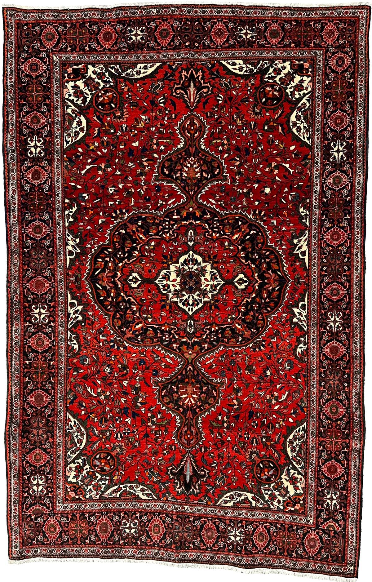 Antique Persian Sarouk Farahan Rug Circa 1900 | 4' 2" X 6' 6" | Floral Design | Red & Black Colours | Extremely Fine | Urban Production