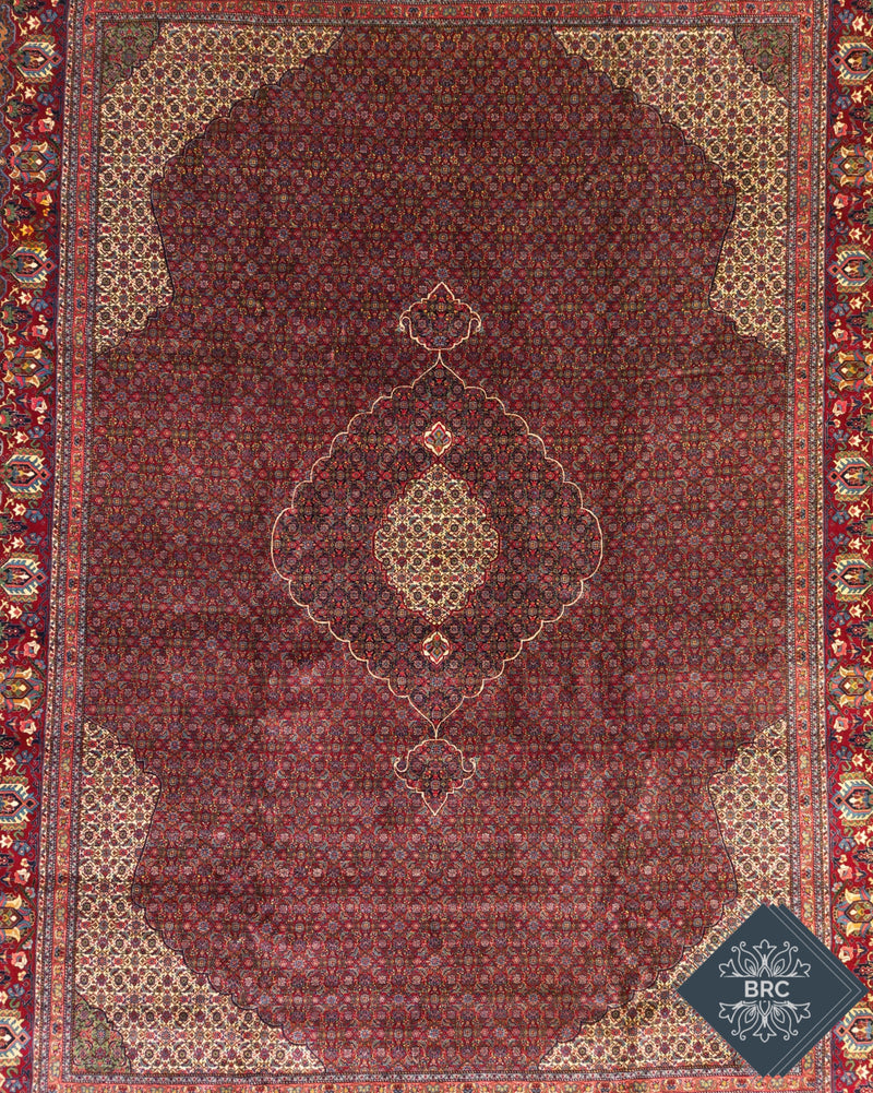 Vintage Tabriz Sarab Mashayikhi Circa 1950 | 10' 11" X 14' 9" | Red & Ivory Colour | Finely Woven | Urban Production