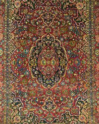 Antique Persian Bakhtiar Rug Circa 1930 | 10' 2" X 13' 9" | Large Size | Red & Black Colours | Urban Production