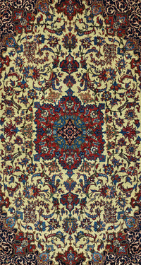 Antique Persian Isfahan Shureshi Rug Circa 1910 | 4' 7" X 7' 3" | Ivory & Red Colours | Medallion Design | Urban Production