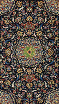 Persian Isfahan Karim Seirafian Rug | 4' 7" X 6' 11" | Midnight Blue Colour | Extremely Fine| Urban Production