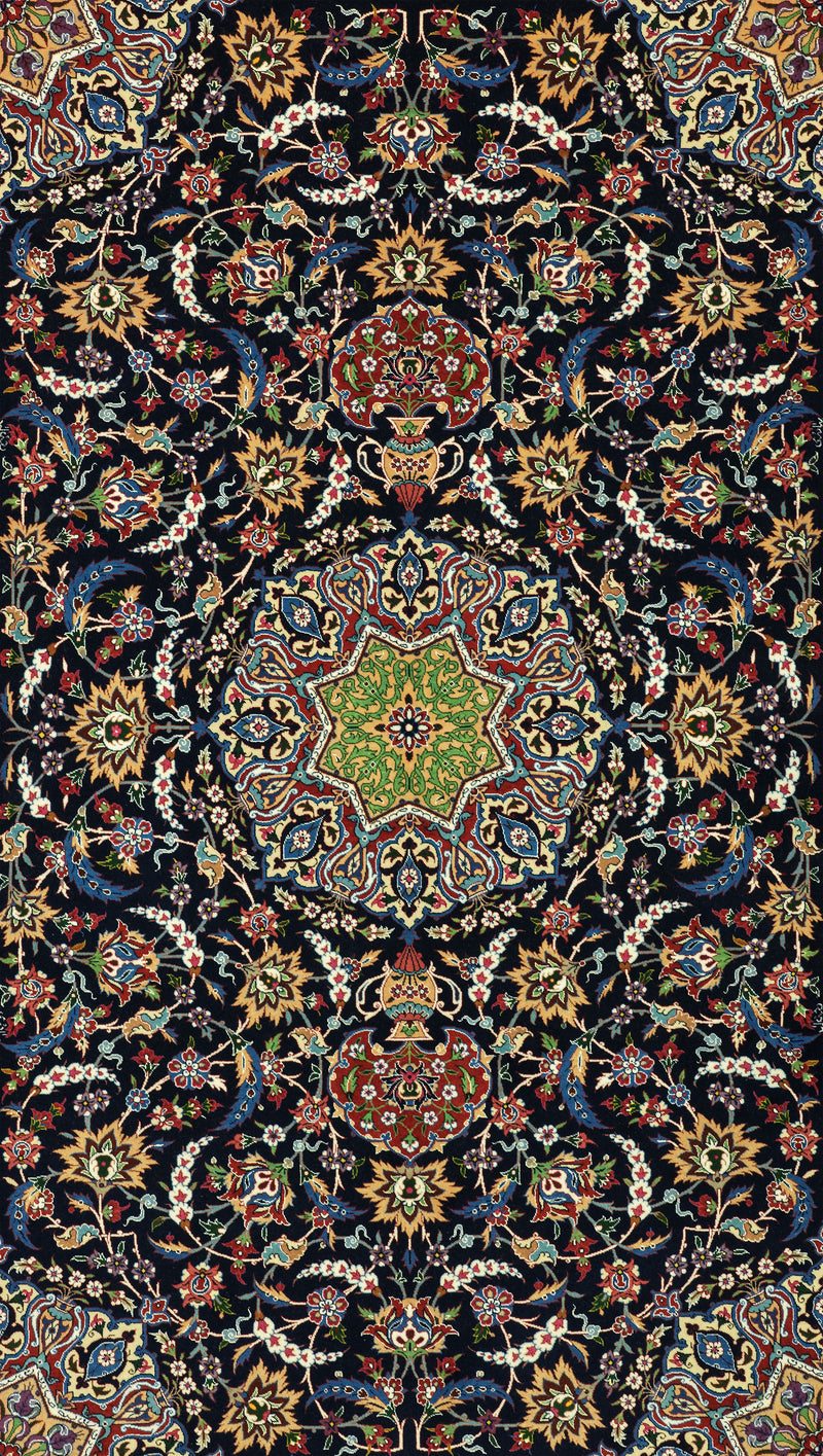 Persian Isfahan Karim Seirafian Rug | 4' 7" X 6' 11" | Midnight Blue Colour | Extremely Fine| Urban Production