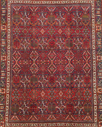 Vintage Persian Meymeh Rug Circa 1950 | 9' 1" X 12' 4" | Red Colour | Allover Geometric Design | Tribal Production