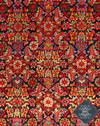 Antique Persian Malayer Rug Circa 1910 | 4' 2" X 6' 2" | Geometric Design | Navy-Blue & Red Colours | Finely Woven | Tribal Production