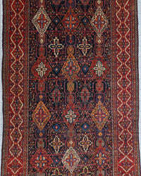 Antique Bakhtiari Shalamzar Rug Circa 1890 | 12' 5" X 22' 8" | Multicolour | Geometric Design | Tribal Production