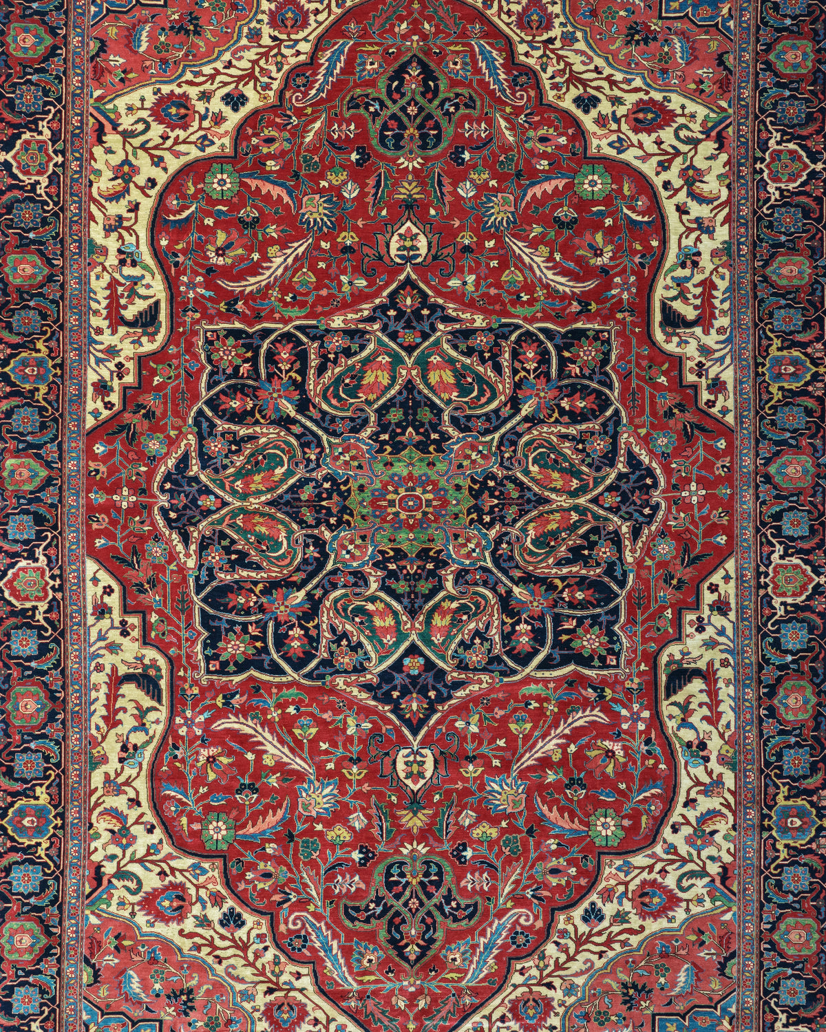 Persian Heriz Rug | 12' 11" X 19' | Red Colour | Geometric Design | Tribal Production