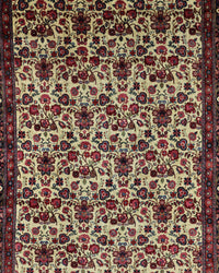 Antique Persian Mashhad Rug Circa 1930 | 10' 1" X 13' 7" | Large Size | Ivory & Dark Pink Colours | Urban Production