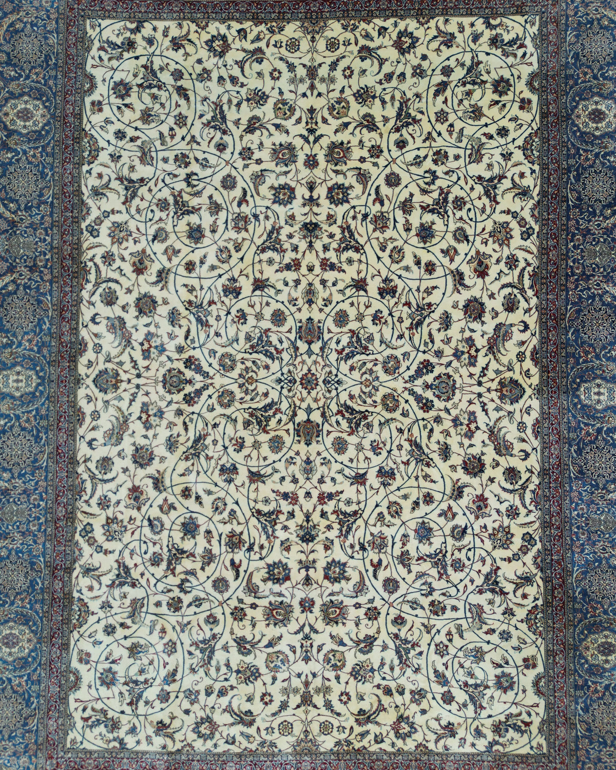 Vintage Persian Nain Tudeshk Rug Circa 1960 | 10' 6" X 13' 9" | Geometric Design | Multi-Colour | Tribal Production