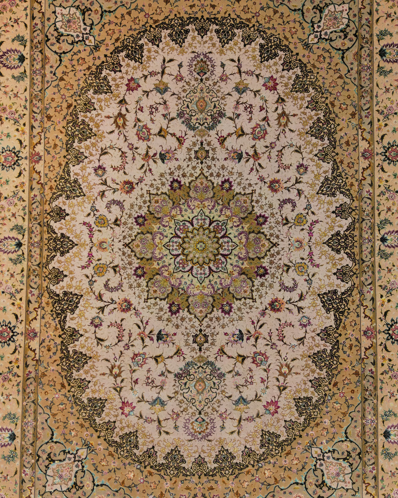 Persian Tabriz Rug | 8' 2" X 11' 6" | Light Colours | Wool & Silk | Extremely Fine | Urban Production