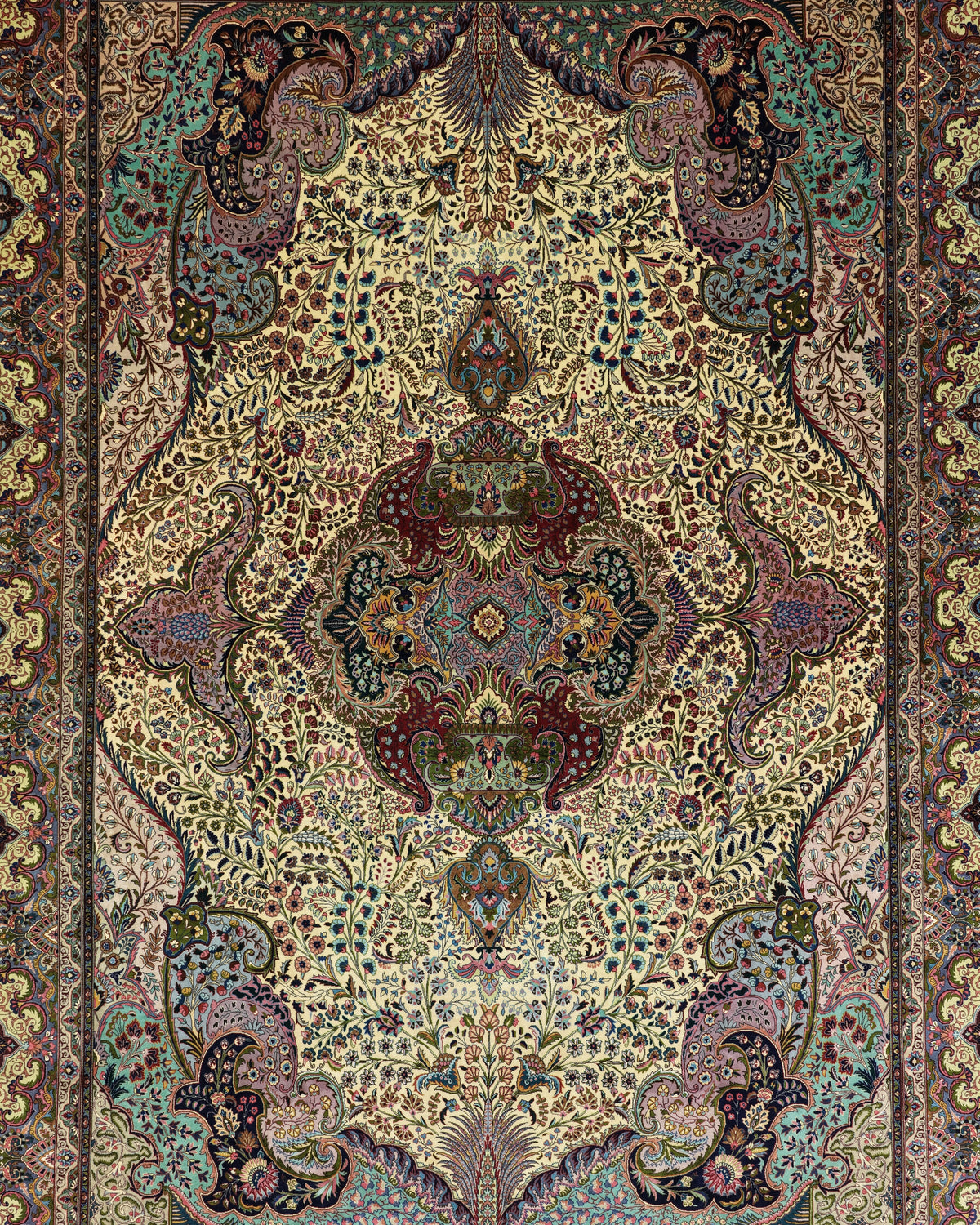 Vintage Persian Tabriz Rug Circa 1960 | 9' 10" X 13' 5" | Light Colours | Floral Medallion Design | Urban Production