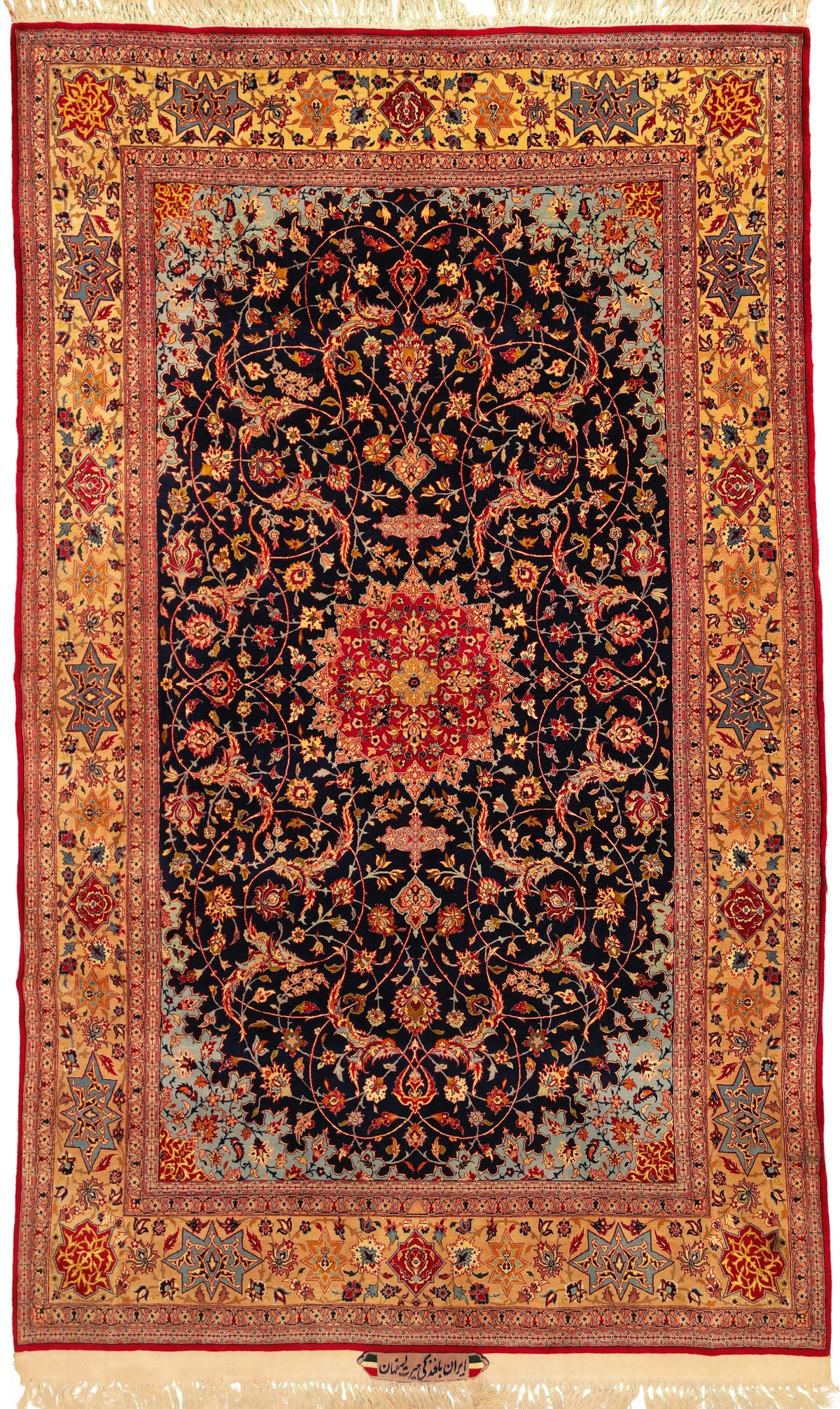 Persian Isfahan Rug | 4' 10" X 8' 0" | Navy-Blue & Beige Colours | Extremely Fine | Urban Production