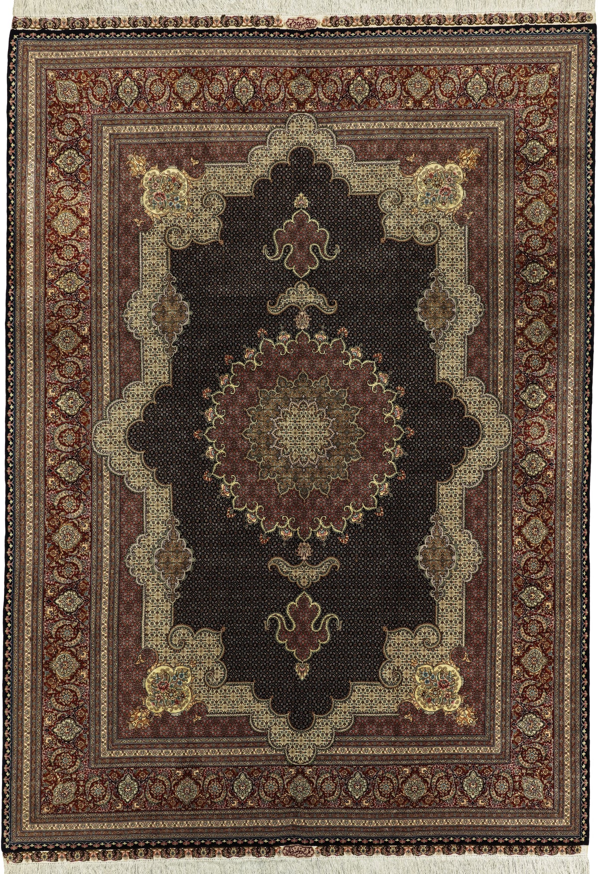 Persian Tabriz Mahi Rug | 8' 0" X 11' 4" | Fish Design | Wool & Silk | Finely Woven | Urban Production