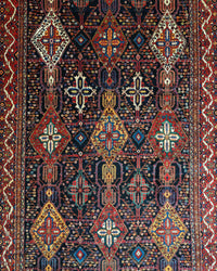 Antique Bakhtiari Shalamzar Rug Circa 1890 | 12' 5" X 22' 8" | Multicolour | Geometric Design | Tribal Production