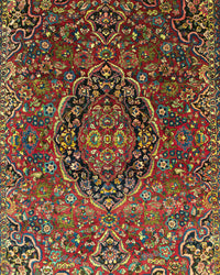 Antique Persian Bakhtiar Rug Circa 1930 | 10' 2" X 13' 9" | Large Size | Red & Black Colours | Urban Production