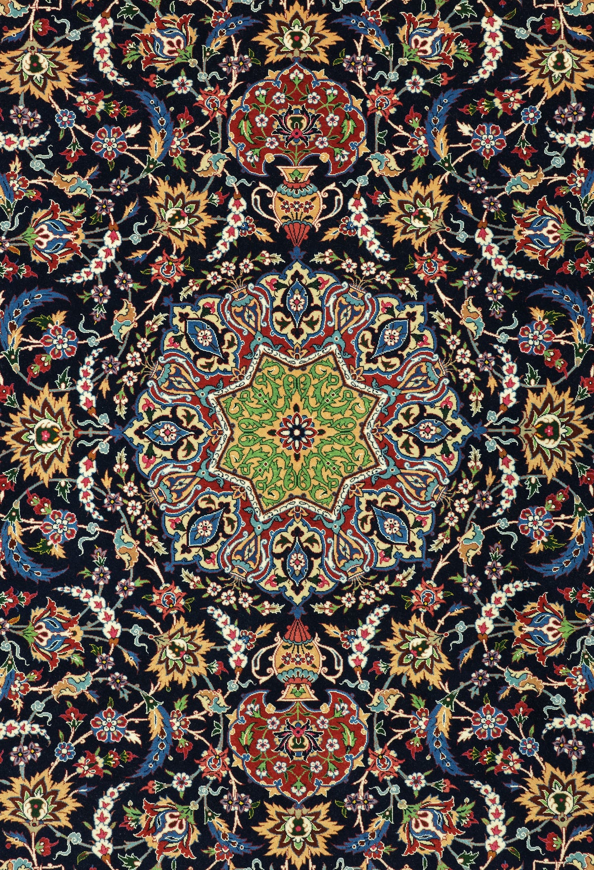 Persian Isfahan Karim Seirafian Rug | 4' 7" X 6' 11" | Midnight Blue Colour | Extremely Fine| Urban Production